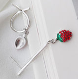 925 Sterling Silver Sweet Strawberry Stud Earrings Women Jewelry