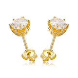 5mm Crystal 925 Sterling Silver Stud Earrings for Women Wedding