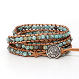 Mixed Ocean Jaspers Beads Wrap Bracelet 4mm 8mm Boho Braid Bracelet