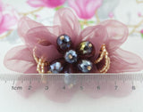 5*9cm Crystal Beads Voile Flowers Hair Accessories Making Artificial Flowers