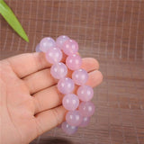 Zheru Jewelry Natural Agate Chalcedony Light Pink Bead Bracelet