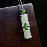 Hetian Jade Bamboo Joint Pendant Necklace for Girlfriends