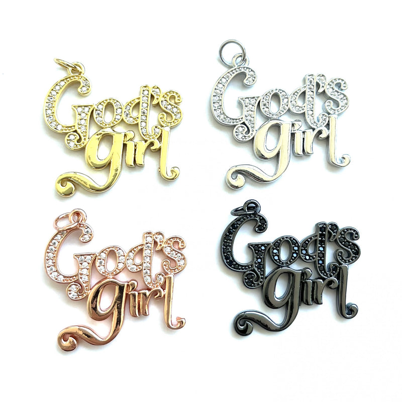 5pcs Zircon Pave Tag Pendant Charm for God's Girl, Party Gift Jewelry