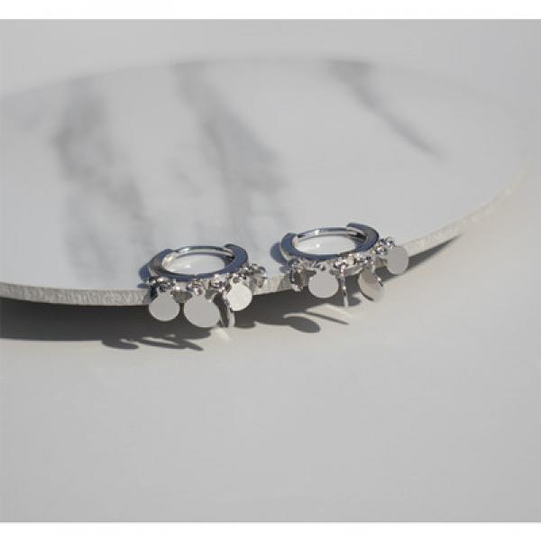 925 Silver Round Star Tassel Ear Ring Unique Girl Jewelry