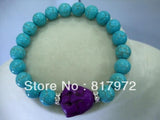 5pcs Howlite Bead Buddha Head Crystal Ball Bangle Bracelet