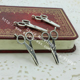 50pcs 16*31mm Antique Metal Scissors Charm Pendants D0166