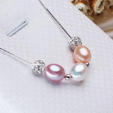 Freshwater Pearl Necklace Multicolour Pendant 925 Sterling Silver Jewelry