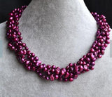 Freshwater Pearl Necklace 4 rows Baroque Amaranth 7mm Bridesmaid Jewelry