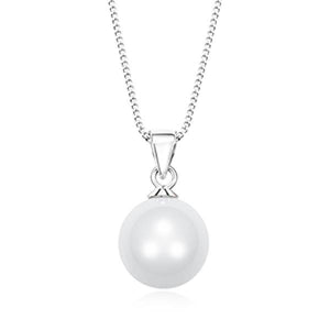 925 Silver Round Ceramic Pendant Necklace for Women Wedding