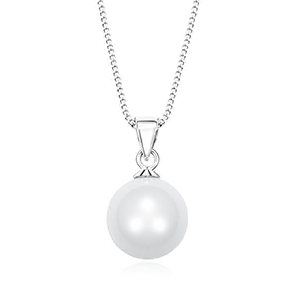 925 Silver Round Ceramic Pendant Necklace for Women Wedding