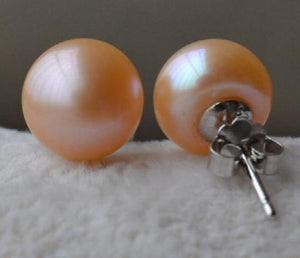 Pink Freshwater Pearl Stud Earrings, Silver Jewelry for Women