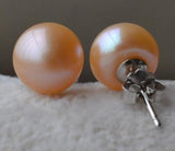 Pink Freshwater Pearl Stud Earrings, Silver Jewelry for Women