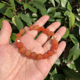 Red Carnelian Agate Bracelet Diamond Shape Faceted Beads Crystal Healing Stone