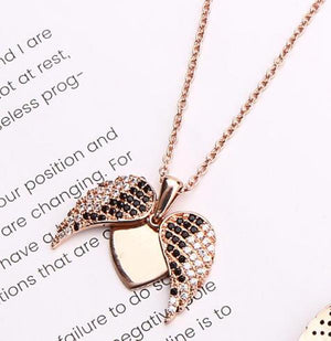 Crystal Silver Angel Wings Necklace for Women Summer Jewelry Gift
