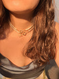 Baroque Pearl Necklace Metal Charm Pendant Choker Jewelry
