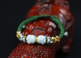 Hand-Woven Safety Buckle Jadeite Bracelet - Adjustable Natural Jadeite Bracelet