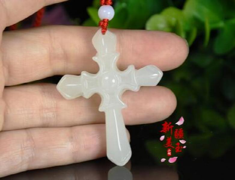 Jadeite Myanmar Natural Jade Cross Pendant Inlay Noble Worker Gift