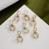 HECHENG Pearl Earring, Horseshoe Pendant Colorful Earrings for Women