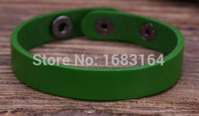 G88 Green Leather Bracelet Cuff Unisex