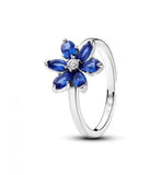 925 Silver Winter Zircon Heart Snowflake Ring Women's Jewelry