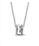 925 Sterling Silver Two-tone Circles Pan Necklace