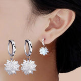 Ice Flower Zircon 925 Sterling Silver Stud Earrings