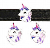 50PCS 8MM Unicorn Slide Charms DIY Accessories Fit For Leather Bracelet