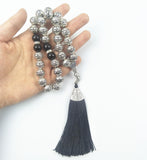 10mm Silver Plated Prayer Beads with Tassel - Wedding Tasbih