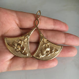 2 pcs Large Brass Double Gingko Leaf Charms, Peony Flower Pendant DIY