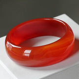 Zheru Natural Agate Chalcedony Red Bangle 54-64mm Princess Jewelry