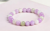 Purple Yellow Kunzite Round Beads Bracelet AAAAAA