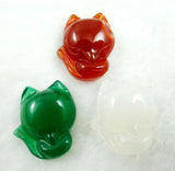Natural Gem Stone Quartz Crystal Chalcedony Agates Fox Charm Pendant