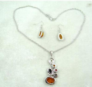 Modernist Teardrop Golden Honey Pressed Ambers Necklace