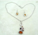 Modernist Teardrop Golden Honey Pressed Ambers Necklace