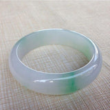 Zheru Jewelry Natural Burmese Jadeite 54-64mm Light Green Two-Color Bracelet