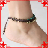 Women's Stone Ethnic Beads Anklets, Brass Bell Vintage Foot Chains