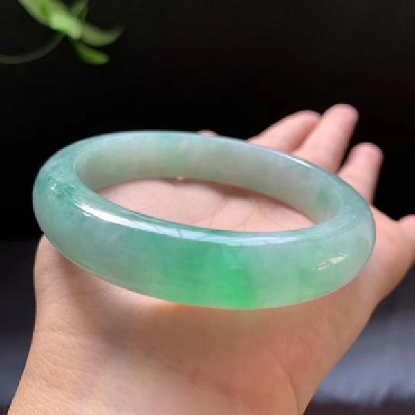 Burmese Jadeite Light Green Two-tone Bracelet Princess Jewelry