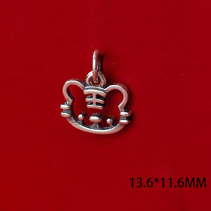 Vintage S925 Silver Hollow Tiger Baby Charms for DIY Animal Year Person Fine Acc