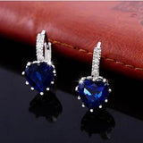 Heart Stone Zircon Crystal Diamond Earrings