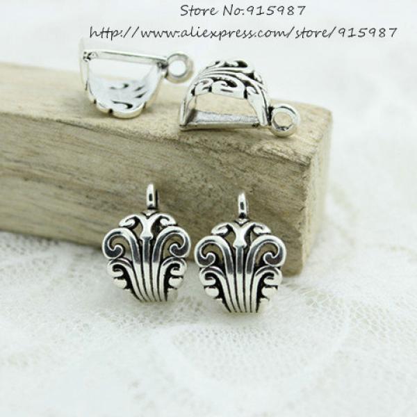 50pcs Antique Silver Filigree Pattern Bail Beads 8*12*17mm
