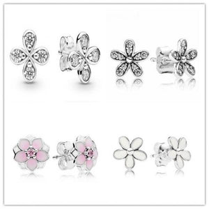 925 Silver Dazzling Daisy Crystal Stud Earrings Wedding Gift
