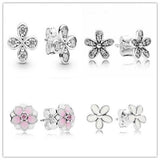 925 Silver Dazzling Daisy Crystal Stud Earrings Wedding Gift