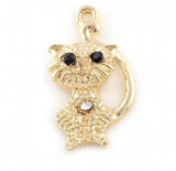 20PCS 17x30mm Cat Pendant Hang Charms Gold Silver DIY Floating Locket