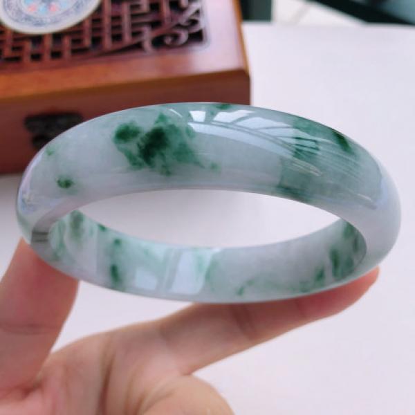 Zheru Jewelry Natural Burmese Jade Flower Two-Color Bracelet Princess Jewelry
