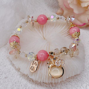 Crystal Pink Purple Stone Bracelets Women Jewelry