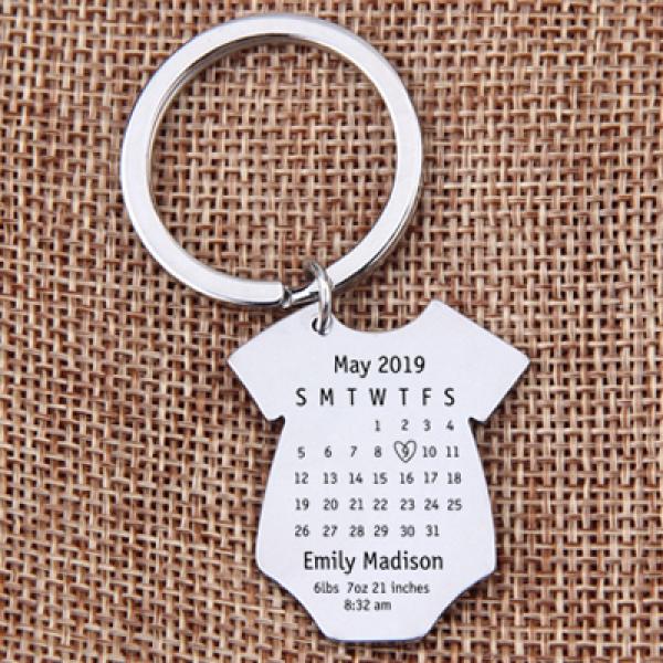 Custom Date Key Chain Baby Birth Gift for Parents
