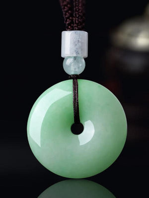 Zheru Jewelry Natural Burmese Jade Donut Pendant Necklace