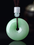 Zheru Jewelry Natural Burmese Jade Donut Pendant Necklace