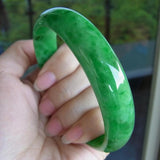 Zheru Jewelry Natural Burmese Emerald Green Bracelet 54-64mm