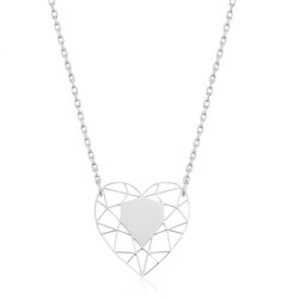 Silver Heart Circle Lady Necklace